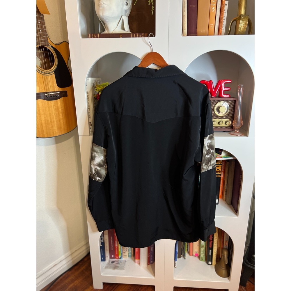 Selected Collection Mens Black Horse Print Western Shirt Sz L 90s Cowboy Classic - Picture 2 of 7